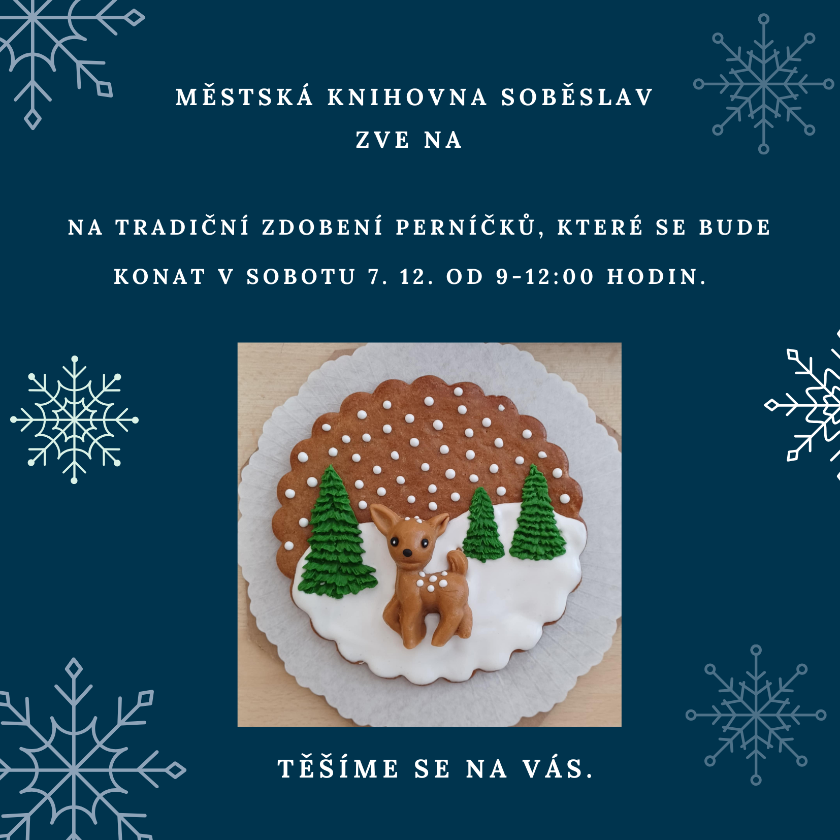 Tmavě Modrý Sněhové Vločky Zimní Ples Pozvánka 1